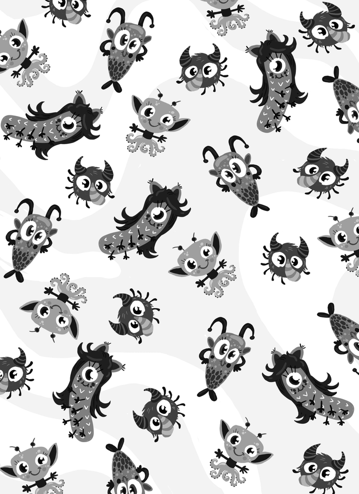 Паттерн на фон для блока к детской книжка "Кошмарсики 2" изд "Клевер"