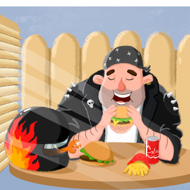 байкер и котёнок