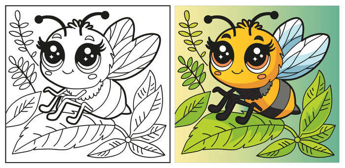 пчела на листе (вектор)