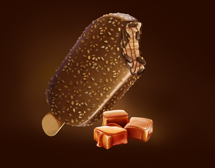 Мороженое с кунжутом и карамелью