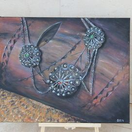  «Пуговица Сарда» Украшение национального костюма о. Сардиния. Италия. 50 на 40 см.