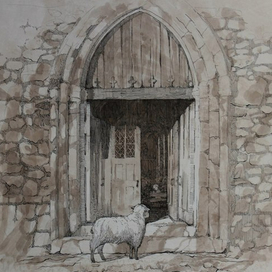 У дверей церкви