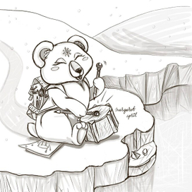 Мишка по имени Норберт, который любит играть на маленьком барабанчике и рисовать (Для конкурса Александры Дикой и Wacom).
