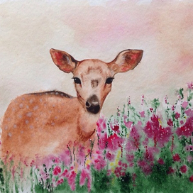 Олень в цветах