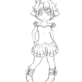 Девушка в полный рост. Аниме стиль. Чиби