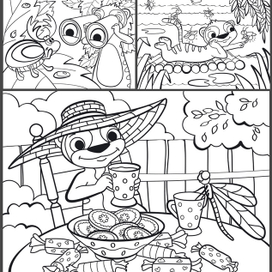 Раскраска. Рикки-Тикки на природе.