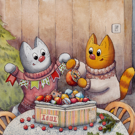 Флисовые котики. Ёлочное