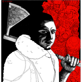 Викинг и черепа 