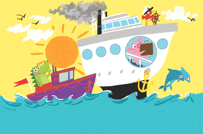 Транспорт, теплоход и катер