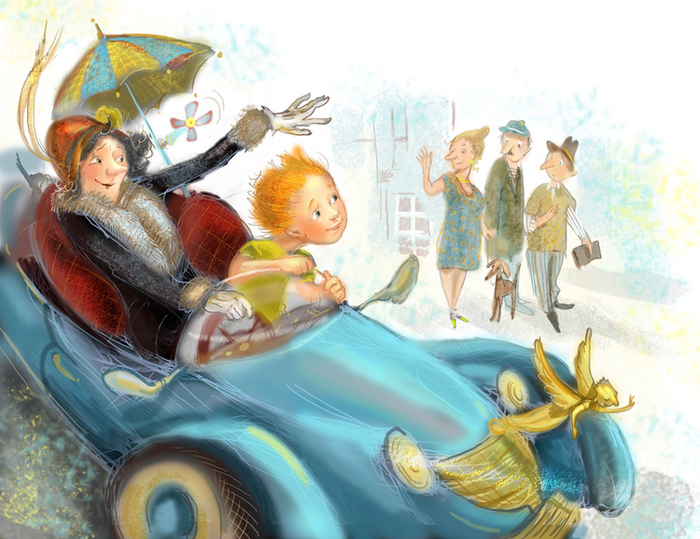 В голубом авто