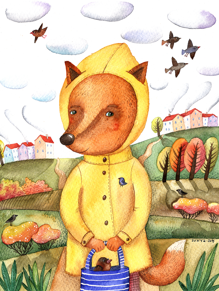 Лиса в желтом пальто