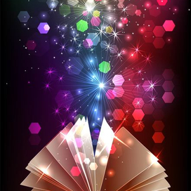 Открытая книга  с салютом