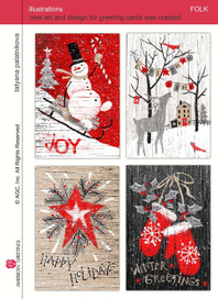  Иллюстрации к  набору Рождественским открыток.