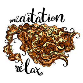 Beautiful girl with long hair. Relaxation and meditation.