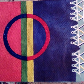 Флаг народа Саами и народный  орнамент.