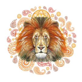 Лев с индийским орнаментом