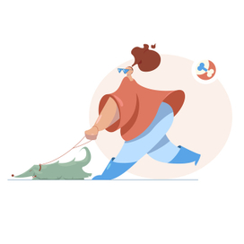 vector illustration of girl and dog