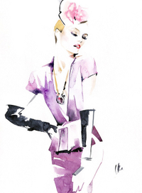 Девушка в черных перчатках 