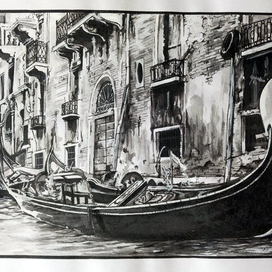 Графическая зарисовка "Венеция. Гондола."