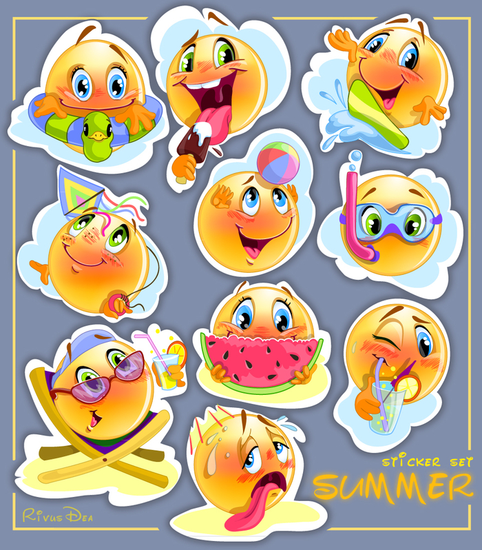 Набор смайлов для фейсбук