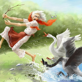 Жили у бабуси два веселых гуся