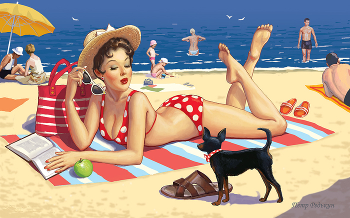 Июль. Девушки и собачки.