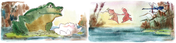 Ежата без колючек испугались лягушки