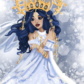 Зимняя принцесса портретная иллюстрация
