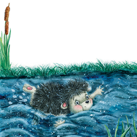 Детская иллюстрация Я упал в реку