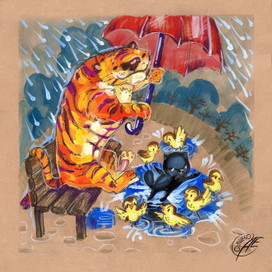 Ноябрь - иллюстрация для календаря