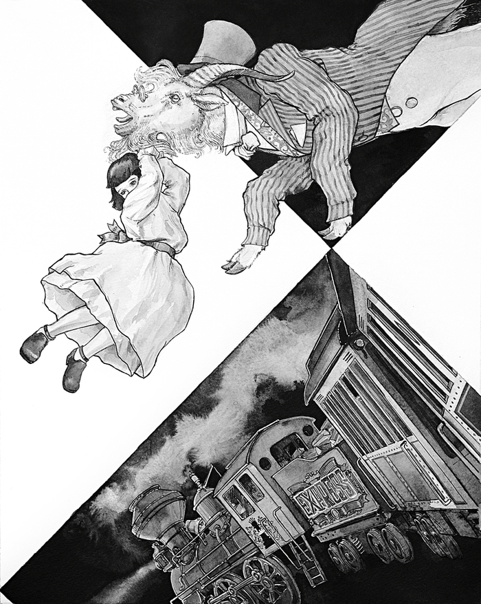 ИЛЛЮСТРАЦИЯ К СКАЗКЕ Л.КЭРРОЛЛА "АЛИСА В ЗАЗЕРКАЛЬЕ"