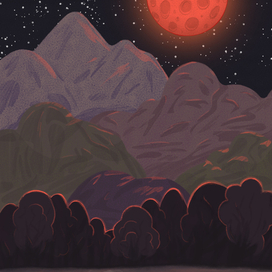 Горы под луной