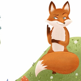 Лиса и колобок Иллюстрация для детской книги со сказками