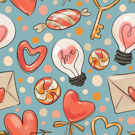 Бесшовный паттерн к празднику Дня всех влюблённых