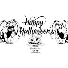 Векторный лайн на тему хэллоуин с собаками