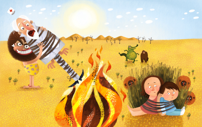 В костер Айболита бросает