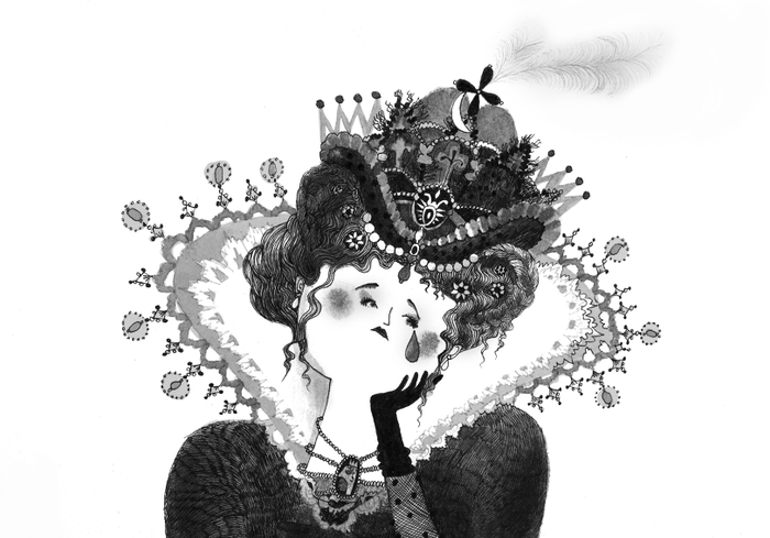 "Мэри Поппинс", глава "Кошка, которая смотрела на короля".  Королева, которая очень грустила от того, что ее Король слишком увлекся фактами, сведениями и вычислениями...