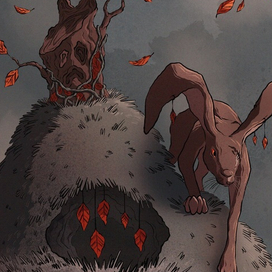 Заяц-ботаник и пень в комбинезоне