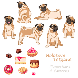 Набор иллюстраций для печати на ткани