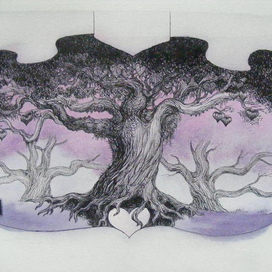 Дерево. Эскиз для росписи сумки.
