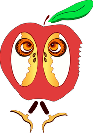 Яблочный огрызок с глазами