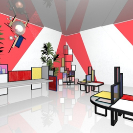 план фойе общественного места в стиле неопластицизм