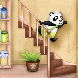 Панда торопится в школу