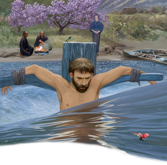 Иллюстрация на обложку романа Сюсако Эндо "Молчание".