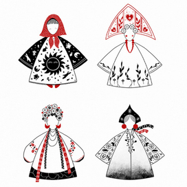 Иллюстрация девушек на фолк манер из серии - Лепота и велелепие
