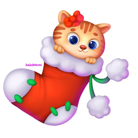 Милый котейка новогодний 