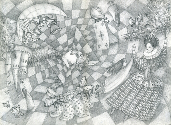 Иллюстрация по мотивам приключений Алисы