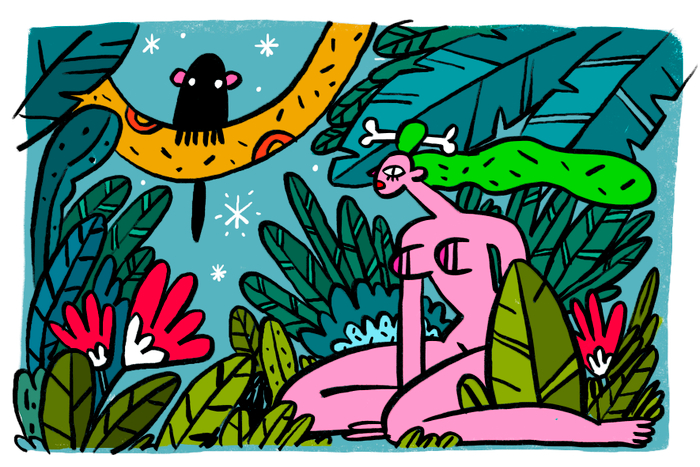 Дикая баба в джунглях