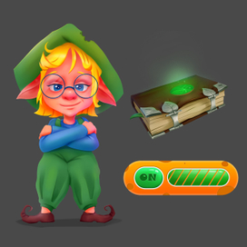 Персонаж, предмет и кнопка