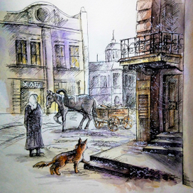 Иллюстрация к рассказу А.П. Чехову "Каштанка"